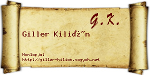 Giller Kilián névjegykártya